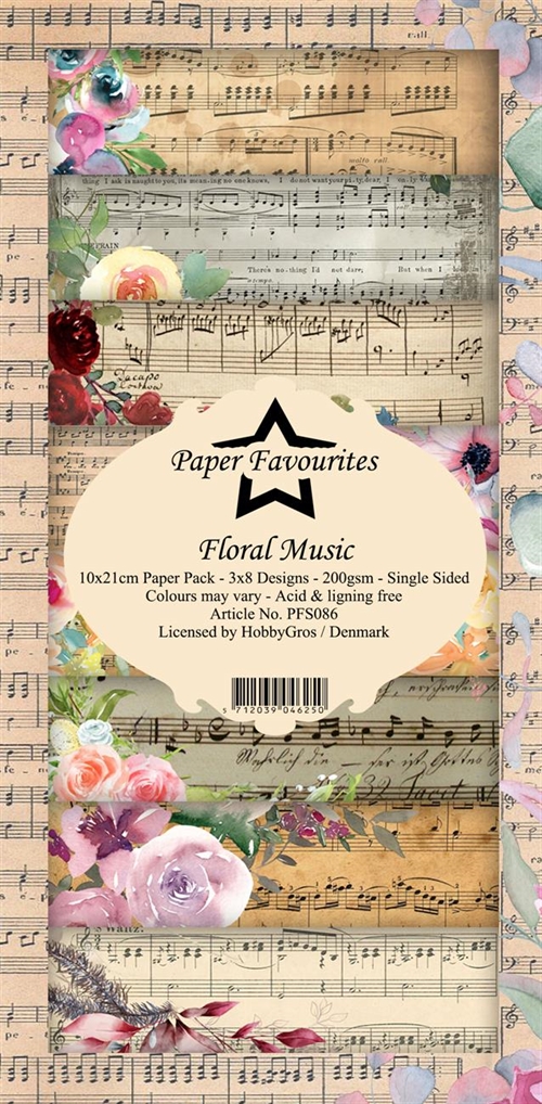Paper Favourites slimcard Floral Music 3x8design 15x15cm 200g